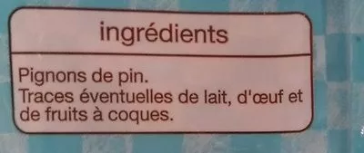 Liste des ingrédients du produit Pignons de pin Auchan 50 g
