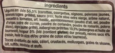 List of product ingredients Tajine de legumes & boulgour Auchan 350 g
