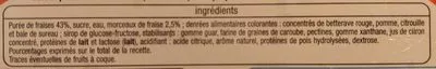Liste des ingrédients du produit Plein Fruit Sorbet Fraise Auchan 650 g
