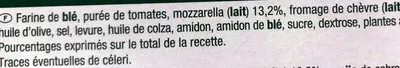 Liste des ingrédients du produit Pizza chevre Auchan 380 g