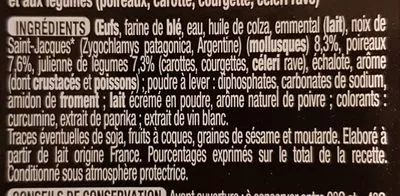 List of product ingredients Cake Saint-Jacques légumes Auchan 