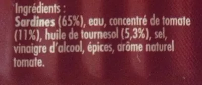 List of product ingredients Sardines à La Tomate La belle iloise 4