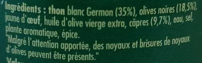 Lista de ingredientes del producto Thoïonade aux olives et aux câpres La Belle-Iloise 60 g