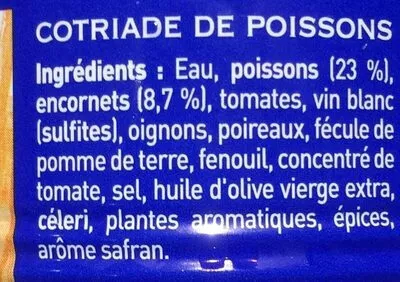 Liste des ingrédients du produit Cotriade de poisson La belle iloise 400g