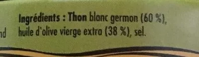 List of product ingredients Emietté de thon a l'huile d'olive vierge extra La belle iloise 80 g