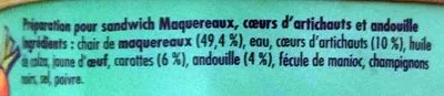 List of product ingredients Préparation pour Sandwich Maquereaux, Coeurs d'artichaux et Andouille La Belle-Iloise 115 g