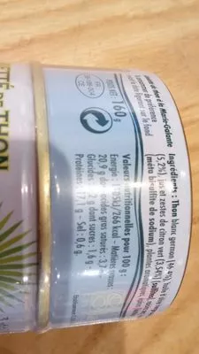 List of product ingredients Pack de 4 boites d'émietté de thon à la marie-galante La Belle Iloise 