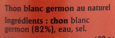 List of product ingredients Thon blanc germon au naturel La belle-iloise 139 g