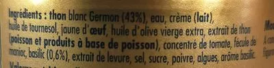List of product ingredients Mousse de thon blanc au basilic La belle-iloise 60 g