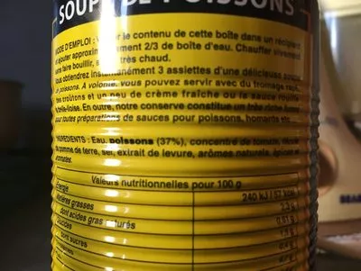 List of product ingredients Soupe poissons La belle-iloise 