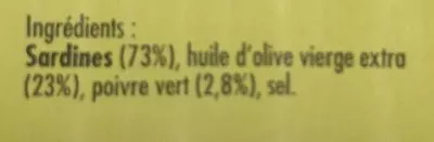 List of product ingredients Sardines à l’huile d’olive et aux poivres verts La belle-iloise, La Belle Iloise 115 g