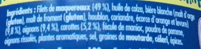 Lista de ingredientes del producto Emietté de maquereaux à la bière blanche La belle-iloise 80 g