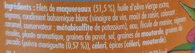 Lista de ingredientes del producto Emietté de maquereaux aux graines de paradis La belle-iloise 80 g
