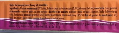 Lista de ingredientes del producto Filet de maquereaux curry et amandes La belle-iloise 176 g