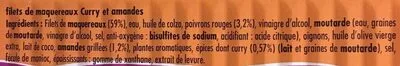 List of product ingredients Filets de maquereaux curry et amandes La belle-iloise 176 g