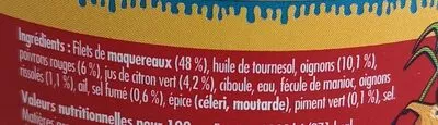 Liste des ingrédients du produit Emietté de maquereau des Boucaniers La belle-iloise 80 g