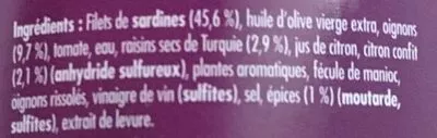 Liste des ingrédients du produit Emietté de Sardine Délices de Carthage La belle-iloise 80 g