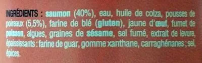 Lista de ingredientes del producto Saumon & jeunes pousses de poireau La Belle Iloise 105 g