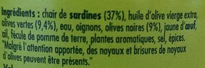 Liste des ingrédients du produit Sardinade aux 2 olives La belle iloise, La belle-iloise 60 g