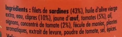 Lista de ingredientes del producto Sardinade aux tomates & câpres La belle iloise 60 g
