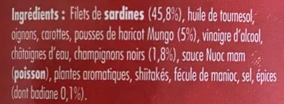 Lista de ingredientes del producto Emietté de sardine escale à Shangai La Belle Iloise 