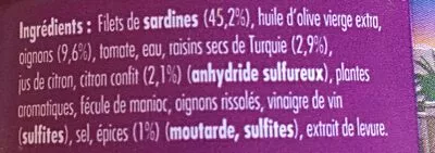 List of product ingredients Emietté de Sardine Délices de Carthage La Belle Iloise 160 g