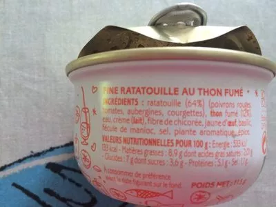 List of product ingredients Fine ratatouille au thon fumé La belle-iloise 115 g