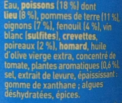 Liste des ingrédients du produit Soupe repas Godaille du pêcheur, aux pommes de terre et petits légumes La belle-iloise 380 g