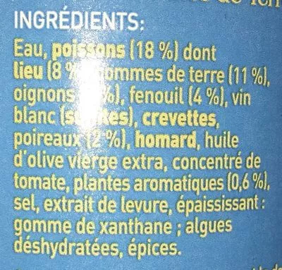 Liste des ingrédients du produit Soupes repas La belle-iloise 
