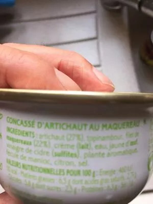 Lista de ingredientes del producto Concasse d'artichaut au maquereau La belle-iloise 