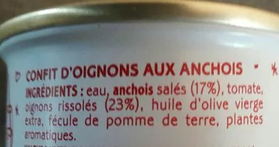 List of product ingredients Confit d'oignons aux anchois La belle-iloise 
