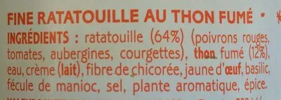 Lista de ingredientes del producto Cuillérable Fine ratatouille au thon fumé La belle-iloise 115 g