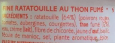 Lista de ingredientes del producto Cuillérable Fine ratatouille au thon fumé La belle-iloise 115 g