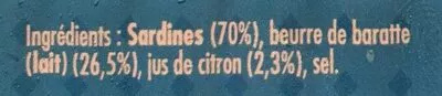 List of product ingredients Sardines Chaudes au Beurre de Baratte La belle-iloise 230 g