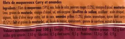 List of product ingredients Filets de maquereaux curry et amandes la belle -iloise 112,5g