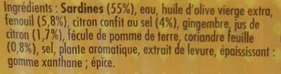 List of product ingredients Sardines cuisinées à déguster chaud au citron confit et coriandre La Belle Iloise 115 g