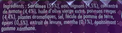 Liste des ingrédients du produit Sardines cuisinées à déguster chaud aux épices orientales La belle-iloise 115 g