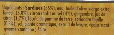 List of product ingredients Sardines cuisinées à déguster chaud au citron confit et coriandre La belle-iloise 115 g