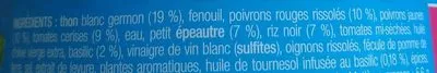 List of product ingredients Thon germon poivrons et riz noir La Belle Iloise 165 g