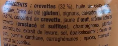 List of product ingredients Nos toasts chauds Crevettes au calvados La belle-iloise 105 g