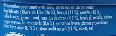 List of product ingredients Préparation pour sandwich Lieu, carottes et citron confit la belle iloise 115 g
