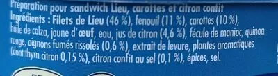 List of product ingredients Préparation pour sandwich Lieu, carottes et citron confit La belle-iloise 115 g