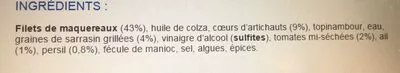 Liste des ingrédients du produit Emietté de maquereau coeur d'Argoat La belle-iloise 80 g