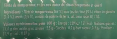 Liste des ingrédients du produit Filets de maquereaux La belle-iloise 118 g