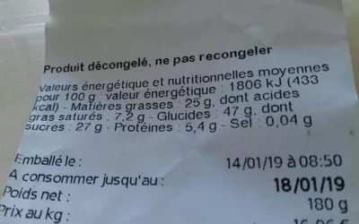 Liste des ingrédients du produit Tartelettes chocolat ×2  