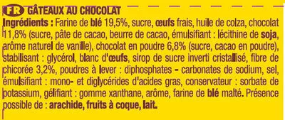 List of product ingredients Savane Tout Chocolat Brossard 