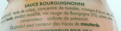 Lista de ingredientes del producto Sauce Bourguignonne Bénédicta 250 g