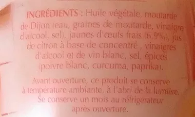 List of product ingredients La Mayonnaise comme à la maison Bénédicta, Heinz 235 g