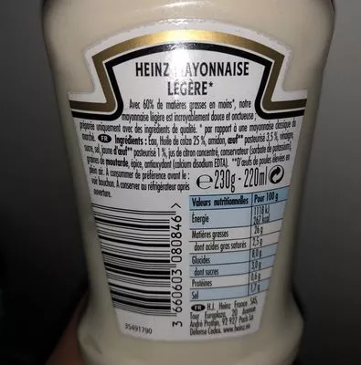 List of product ingredients Mayonnaise Heinz 