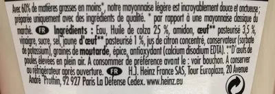 List of product ingredients Mayonnaise légère Heinz 
